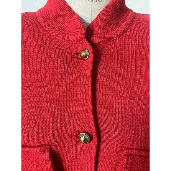 Vintage 90s Vittadini Red Knit Sweater Jacket Size Large - Picture 5 of 7